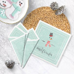 Magic and Wonder Christmas Snowman Mint ID440 Napkin<br><div class="desc">Beautiful Christmas paper napkin design featuring a stylized snowman framed in white on a mint green background scattered with snowflakes and stars. Elegant trendy typography of 'Magic and Wonder' completes the design. Add your name to personalize if preferred. Search ID440 to see other coordinating products and additional color options for...</div>