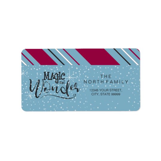 Magic and Wonder Christmas Stripes Blue ID440 Address Label