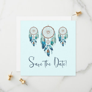 Magic Aquamarine Dreamcatcher Baby Shower Save The Date