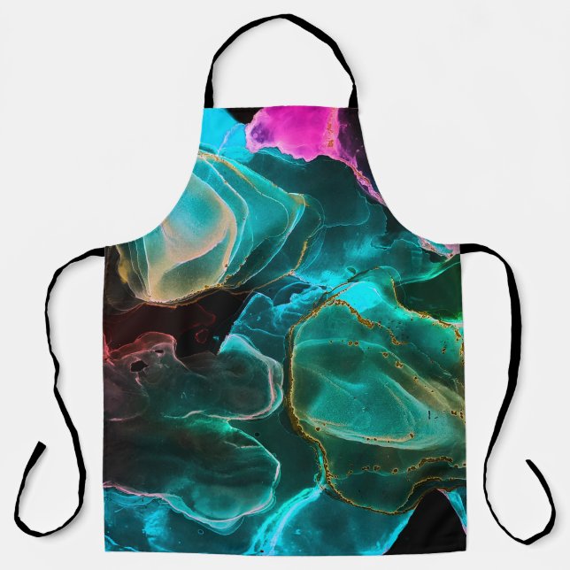 Magic Background. Hand Paint. Flow Creativity Wate Apron (Front)