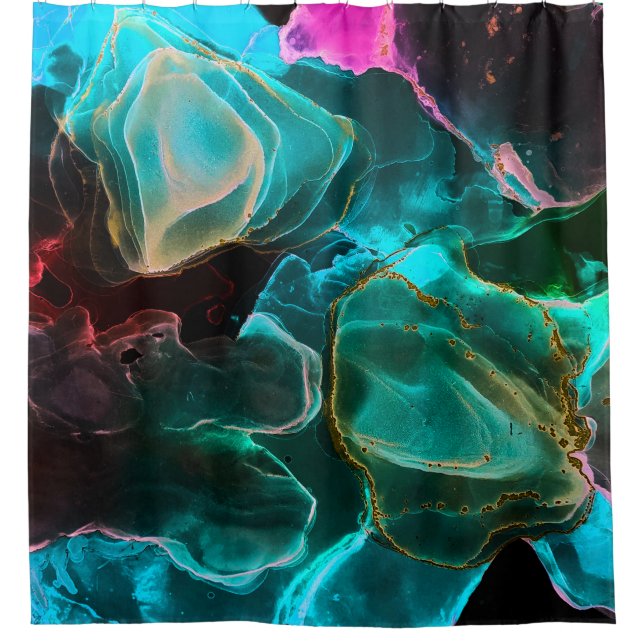 Magic Background. Hand Paint. Flow Creativity Wate Shower Curtain (Front)