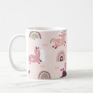 Magic background with little unicorns and rainbows coffee mug