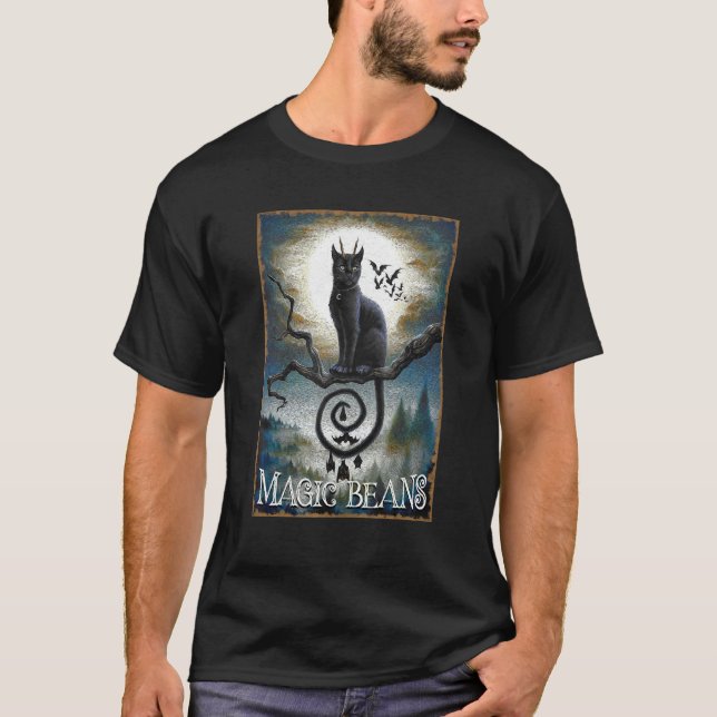 Magic Beans Cat Halloween Cat T-Shirt (Front)