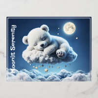 Magic bear dreamy night pastel blue art