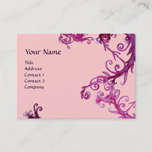 MAGIC BERRIES 3 MONOGRAM pink purple red black Business Card (Front)