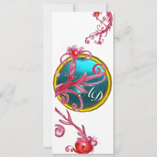 MAGIC BERRIES 4,MONOGRAM blue aquamarine Invitation