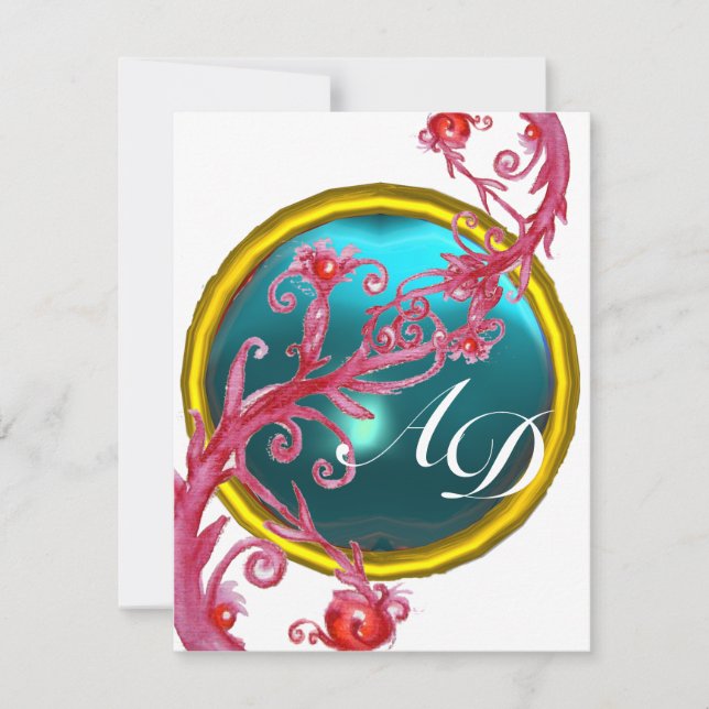 MAGIC BERRIES 4,MONOGRAM blue aquamarine Invitation (Front)