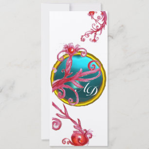 MAGIC BERRIES 4,MONOGRAM blue red purple silver Invitation