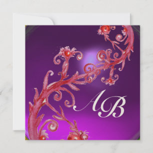MAGIC BERRIES 4,MONOGRAM red amethyst gold Invitation