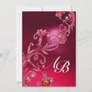 MAGIC BERRIES 4,MONOGRAM red ruby champagne Invitation