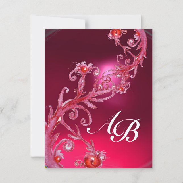 MAGIC BERRIES 4,MONOGRAM red ruby champagne Invitation (Front)
