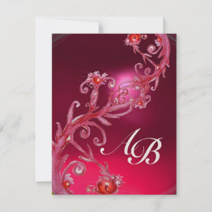 MAGIC BERRIES 4,MONOGRAM red ruby champagne Invitation