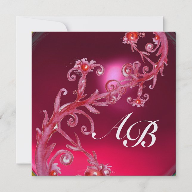 MAGIC BERRIES 4,MONOGRAM red ruby ice Invitation (Front)