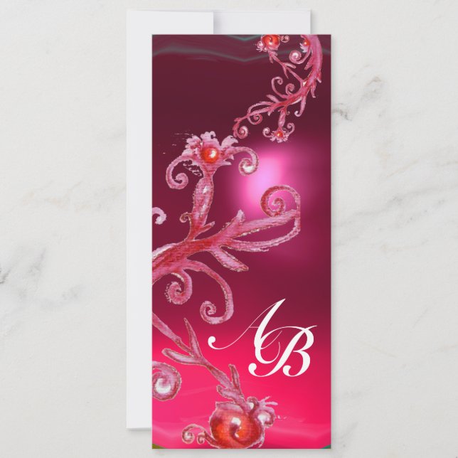 MAGIC BERRIES 4,MONOGRAM red ruby Invitation (Front)