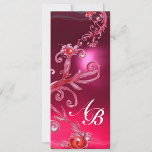 MAGIC BERRIES 4,MONOGRAM red ruby Invitation