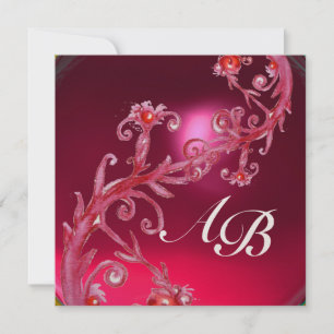 MAGIC BERRIES 4,MONOGRAM red ruby silver Invitation