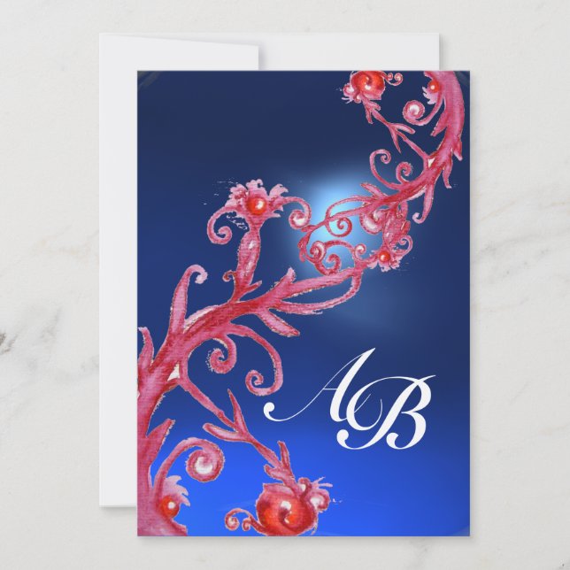 MAGIC BERRIES 4,MONOGRAM red sapphire champagne Invitation (Front)