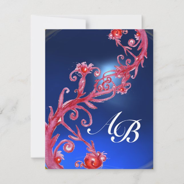 MAGIC BERRIES 4,MONOGRAM red  sapphire gold Invitation (Front)