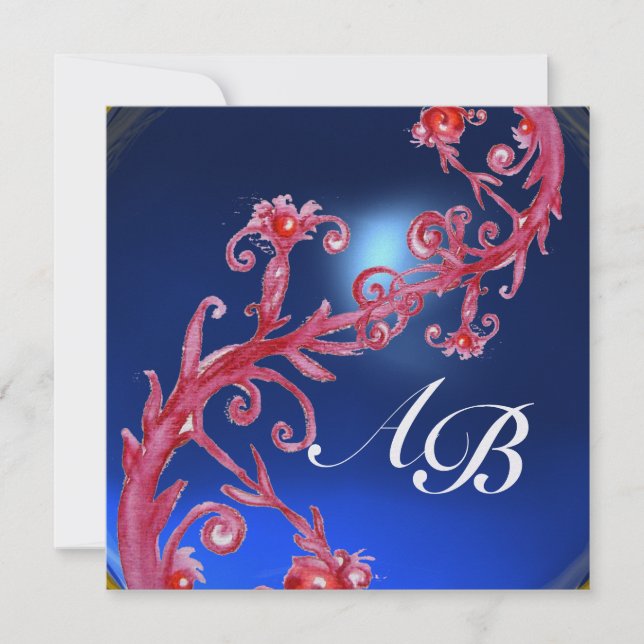 MAGIC BERRIES 4,MONOGRAM red sapphire gold Invitation (Front)