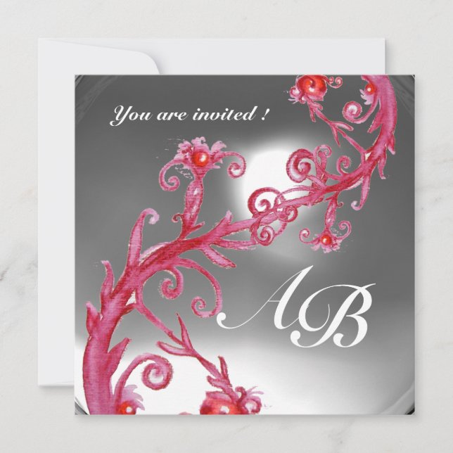 MAGIC BERRIES 4,MONOGRAM red white crystal Invitation (Front)