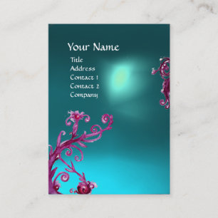 MAGIC BERRIES BLUE AQUAMARINE GEM MONOGRAM Teal Business Card