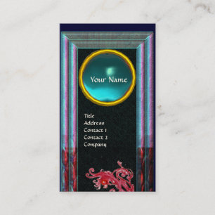 MAGIC BERRIES BLUE AQUAMARINE GEM MONOGRAM Teal Business Card