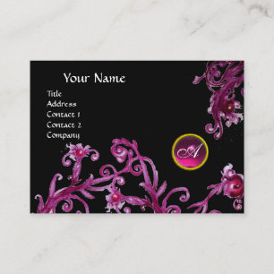 MAGIC BERRIES MONOGRAM black gem pink Business Card