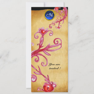 MAGIC BERRIES MONOGRAM, blue Invitation