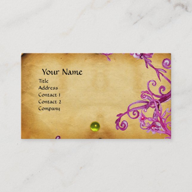 MAGIC BERRIES  MONOGRAM gem blue parchment Business Card (Front)