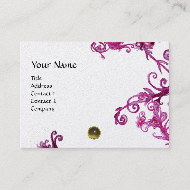 MAGIC BERRIES  MONOGRAM gem grey pearl Business Card (Front)