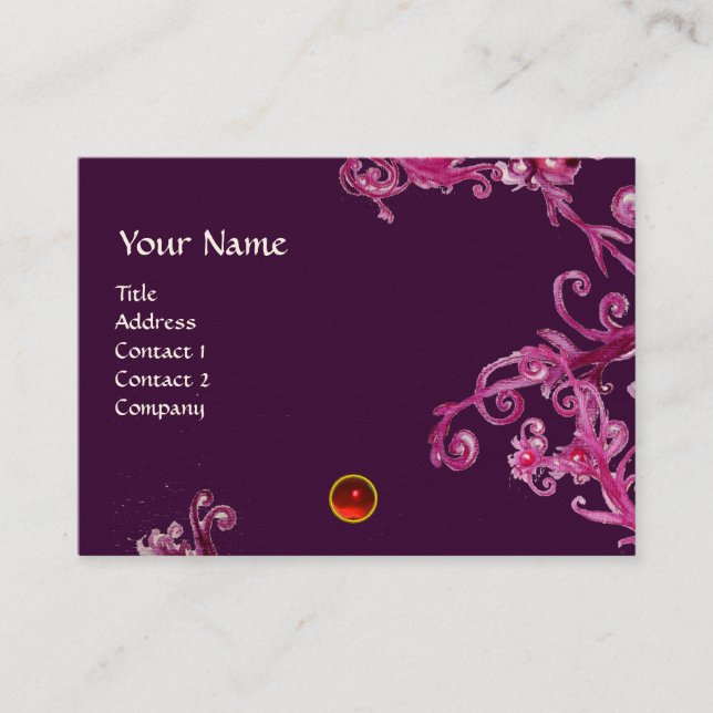 MAGIC BERRIES  MONOGRAM gem red Business Card (Front)