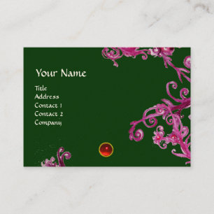 MAGIC BERRIES MONOGRAM gem red green purple swirl Business Card