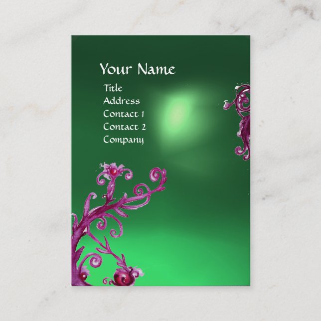 MAGIC BERRIES  MONOGRAM  green jade Business Card (Front)