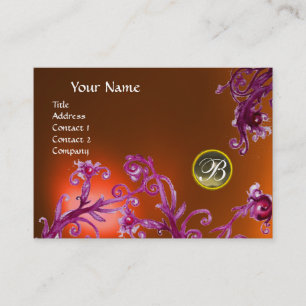 MAGIC BERRIES MONOGRAM, Grey Agate topaz orange Business Card