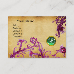 MAGIC BERRIES MONOGRAM jade green parchment Business Card