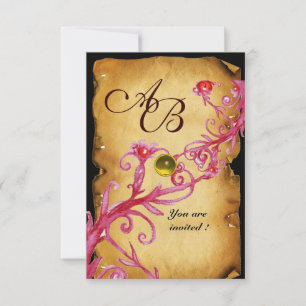 MAGIC BERRIES MONOGRAM Parchment Yellow rsvp Invitation