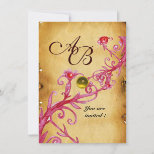 MAGIC BERRIES MONOGRAM Parchment Yellow rsvp Invitation