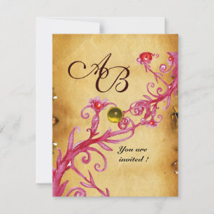MAGIC BERRIES MONOGRAM Parchment Yellow Topaz Invitation