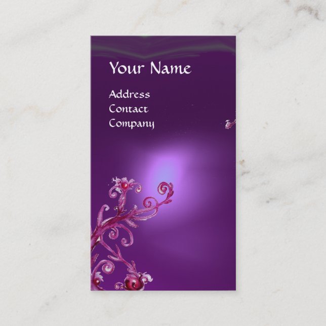 MAGIC BERRIES MONOGRAM purple Business Card (Front)