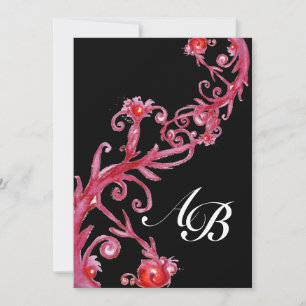 MAGIC BERRIES,MONOGRAM red black Invitation