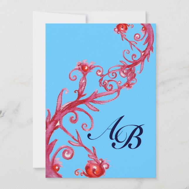 MAGIC BERRIES,MONOGRAM red blue Invitation (Front)