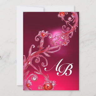 MAGIC BERRIES,MONOGRAM red purple white Invitation