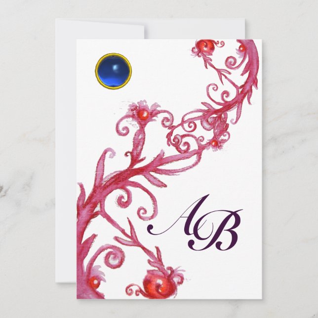 MAGIC BERRIES,MONOGRAM red sapphire Invitation (Front)