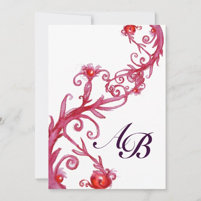 MAGIC BERRIES,MONOGRAM red withe Invitation (Front)