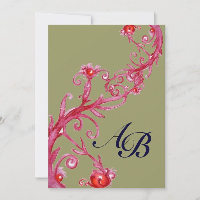 MAGIC BERRIES,MONOGRAM red yellow Invitation (Front)