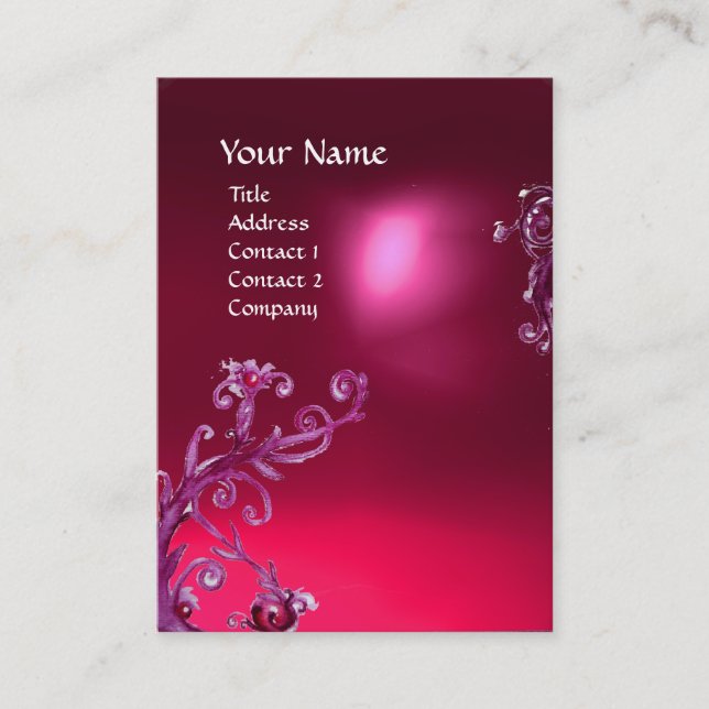 MAGIC BERRIES  MONOGRAM ruby pink Business Card (Front)