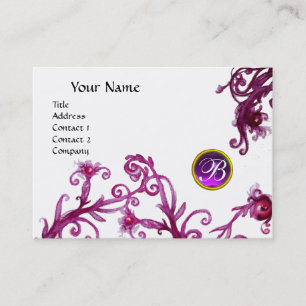 MAGIC BERRIES MONOGRAM, ruby red purple Business Card