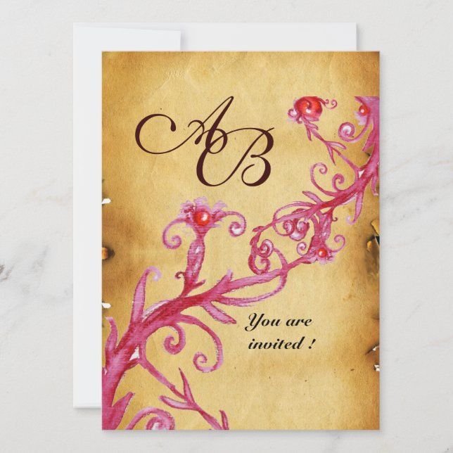 MAGIC BERRIES  MONOGRAM wax seal parchment Invitation (Front)