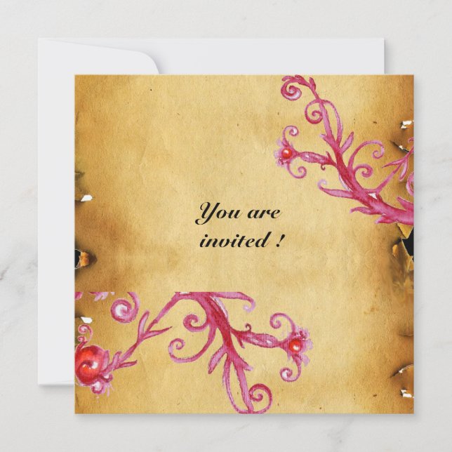 MAGIC BERRIES  MONOGRAM wax seal parchment Invitation (Front)