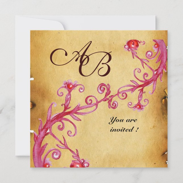 MAGIC BERRIES  MONOGRAM wax seal parchment Invitation (Front)